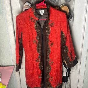 Chico's Goji Berry Brown Heritage Beaded Jacket
XS